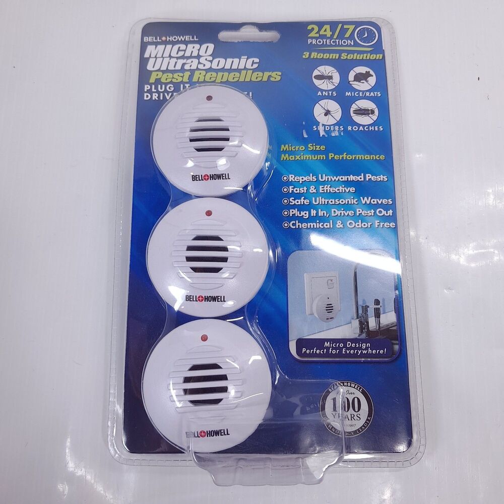 NEW Bell + Howell Micro Ultrasonic Pest Repeller 3 Pack plug in repels bugs
